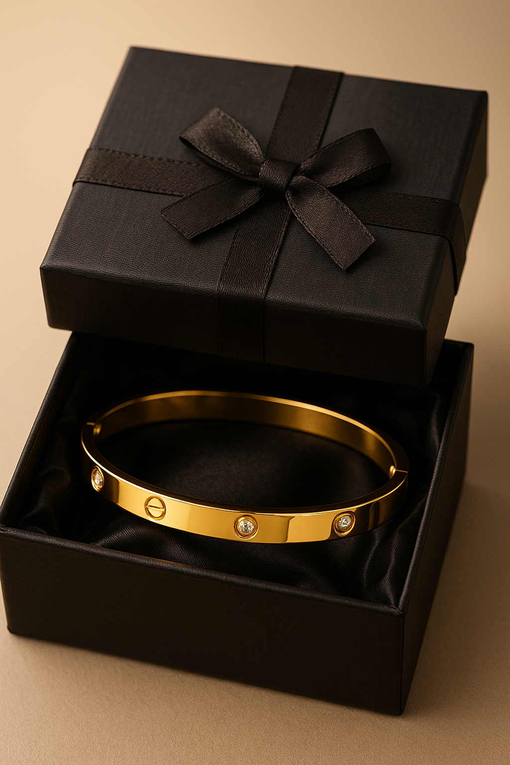 Elegant Stainless Steel & Gold Plated Diamond-Studded Bracelet for Women