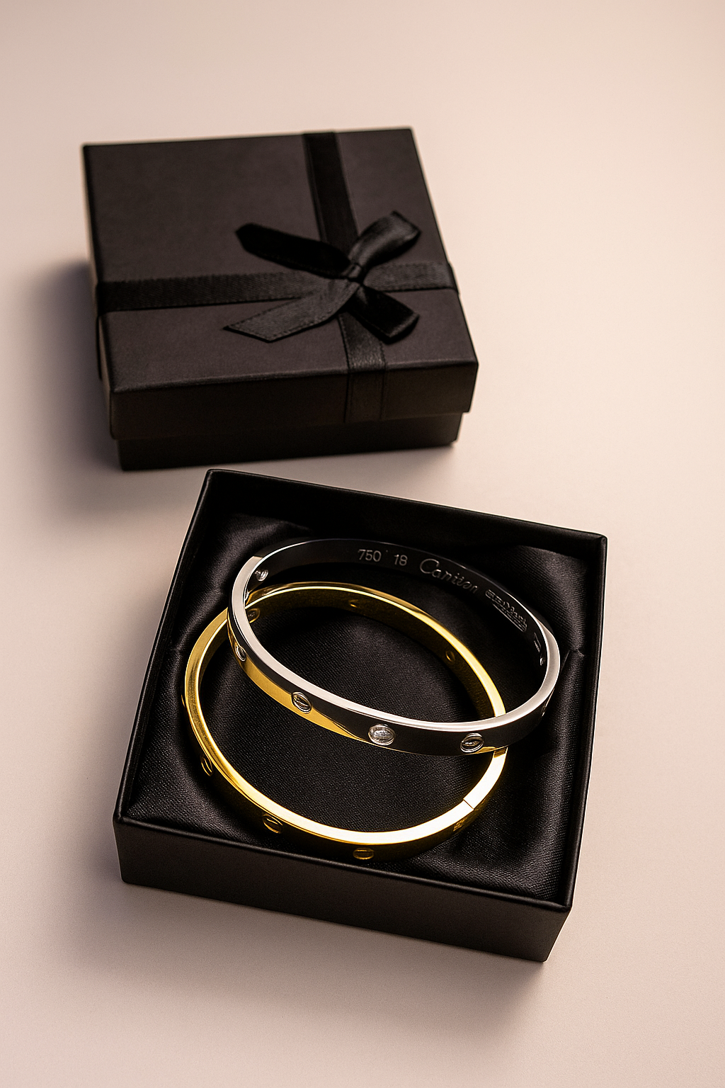 Elegant Stainless Steel & Gold Plated Diamond-Studded Bracelet for Women